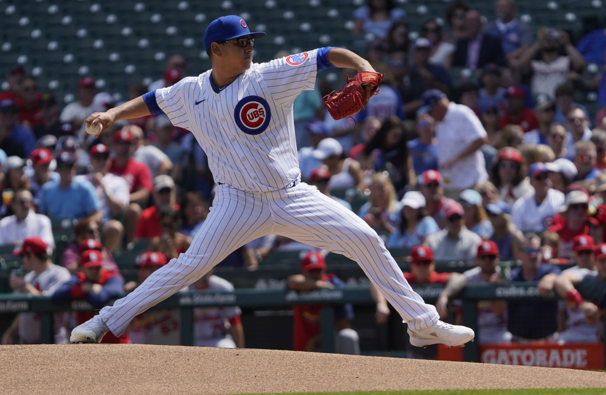 Chicago Cubs starting pitcher Javier Assad during his Major League debut. 